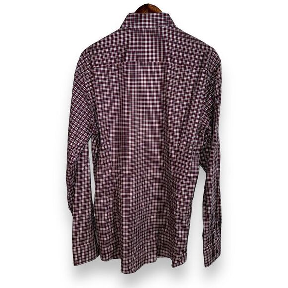 Eton Slim Fit Non-Iron Red Check BD Dress Shirt Size XL 17 - Picture 8 of 8